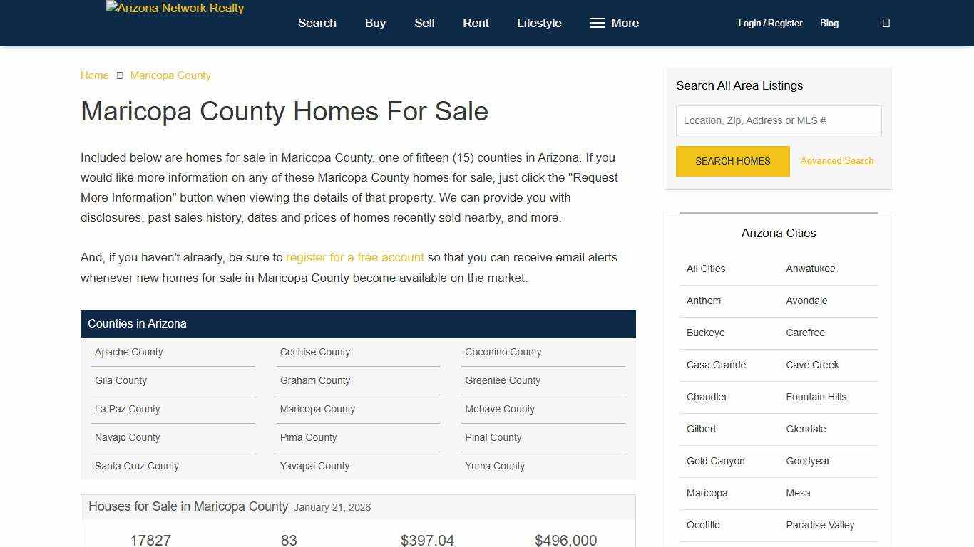 Maricopa County in Arizona - Real Estate listings in Maricopa County.