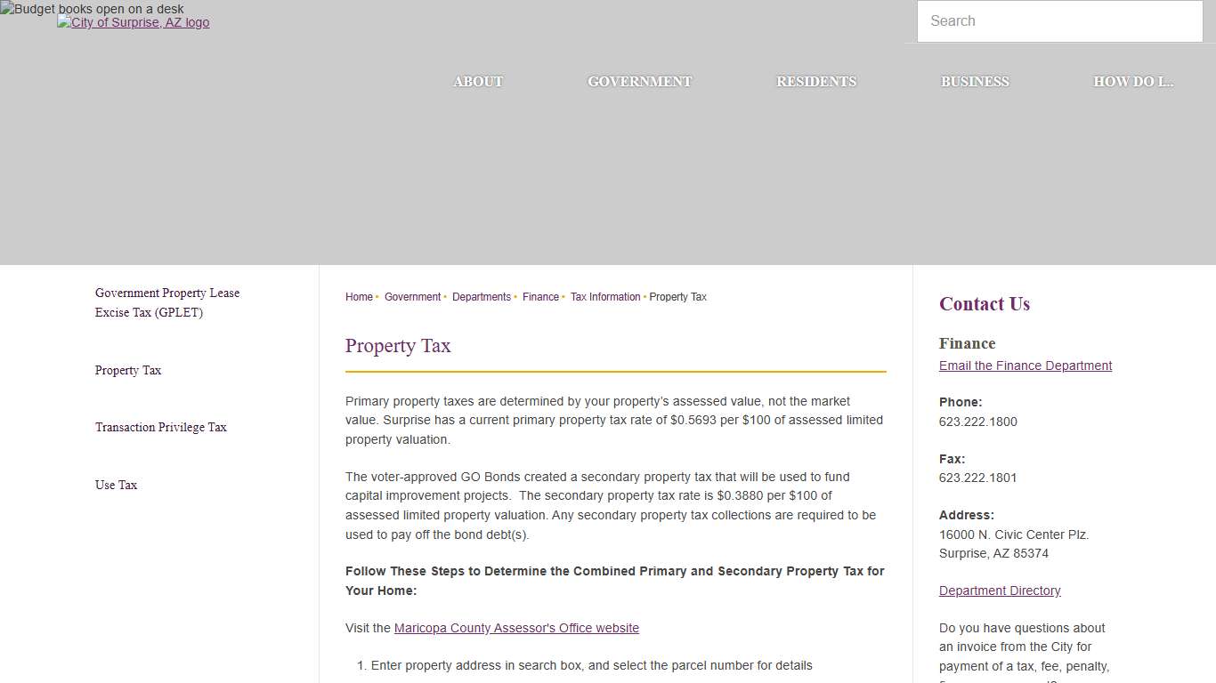 Property Tax | Surprise, AZ - Official Website